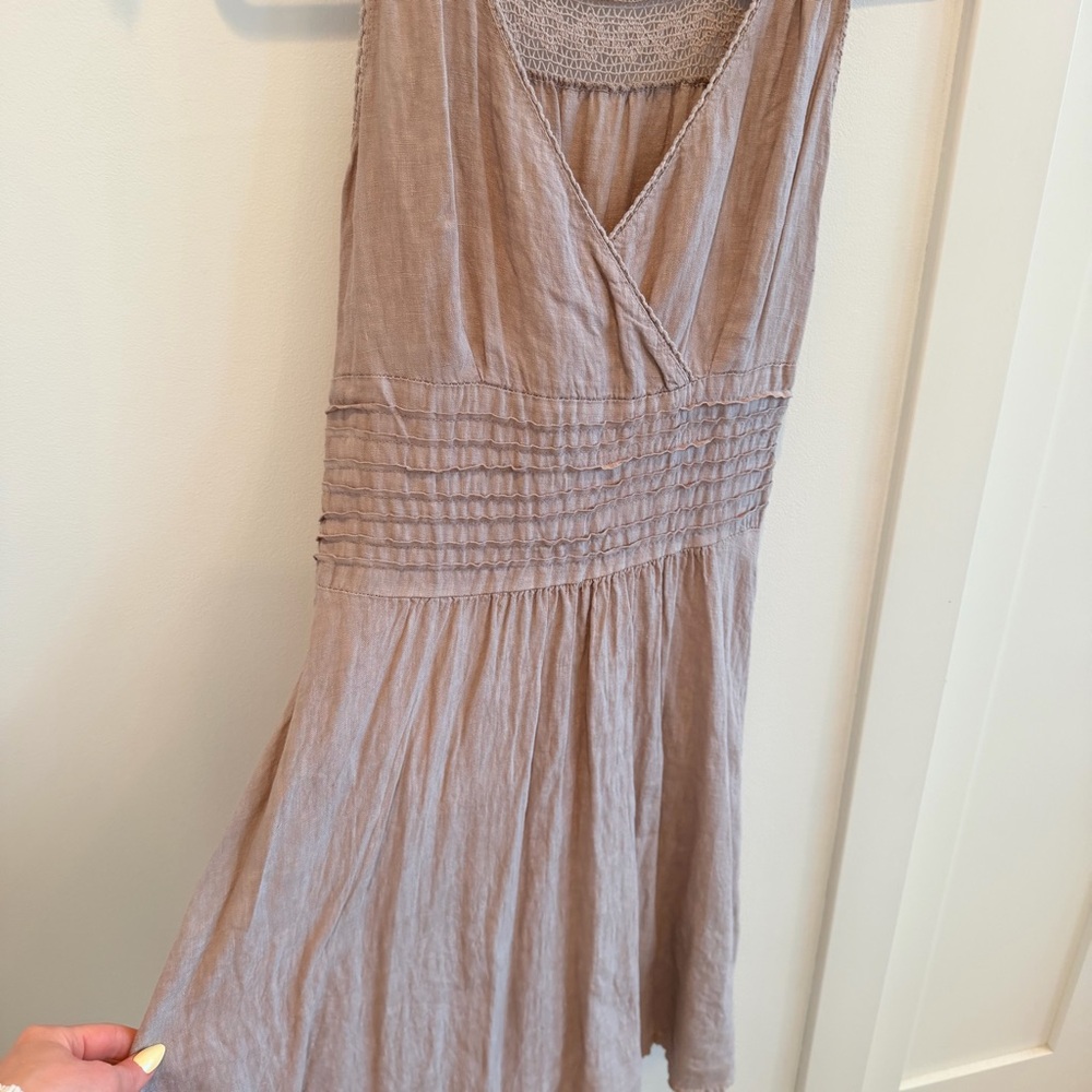 S&F 2005 Made In Italy 100% Linen Blush Cotton Crochet Sun Dress Women's Size S - Picture 3 of 10